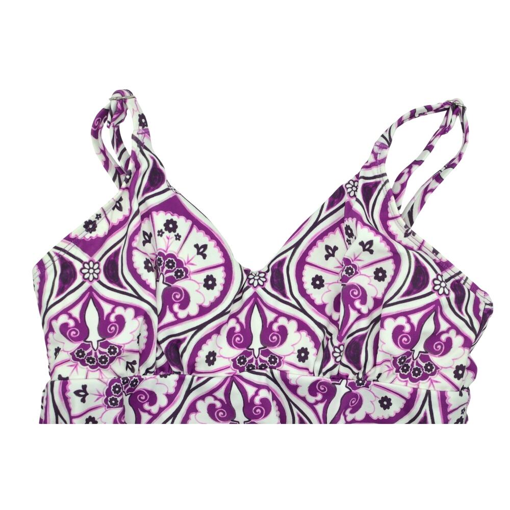 Swim Solutions Women's Tiletale V-Neck Tankini Top In Magenta Multi - Picture 3 of 5